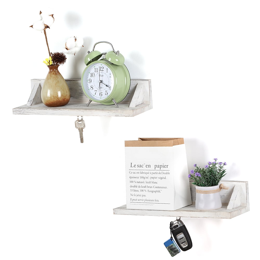 NEX U Shape Floating Shelves Rustic Wood Wall Shelf