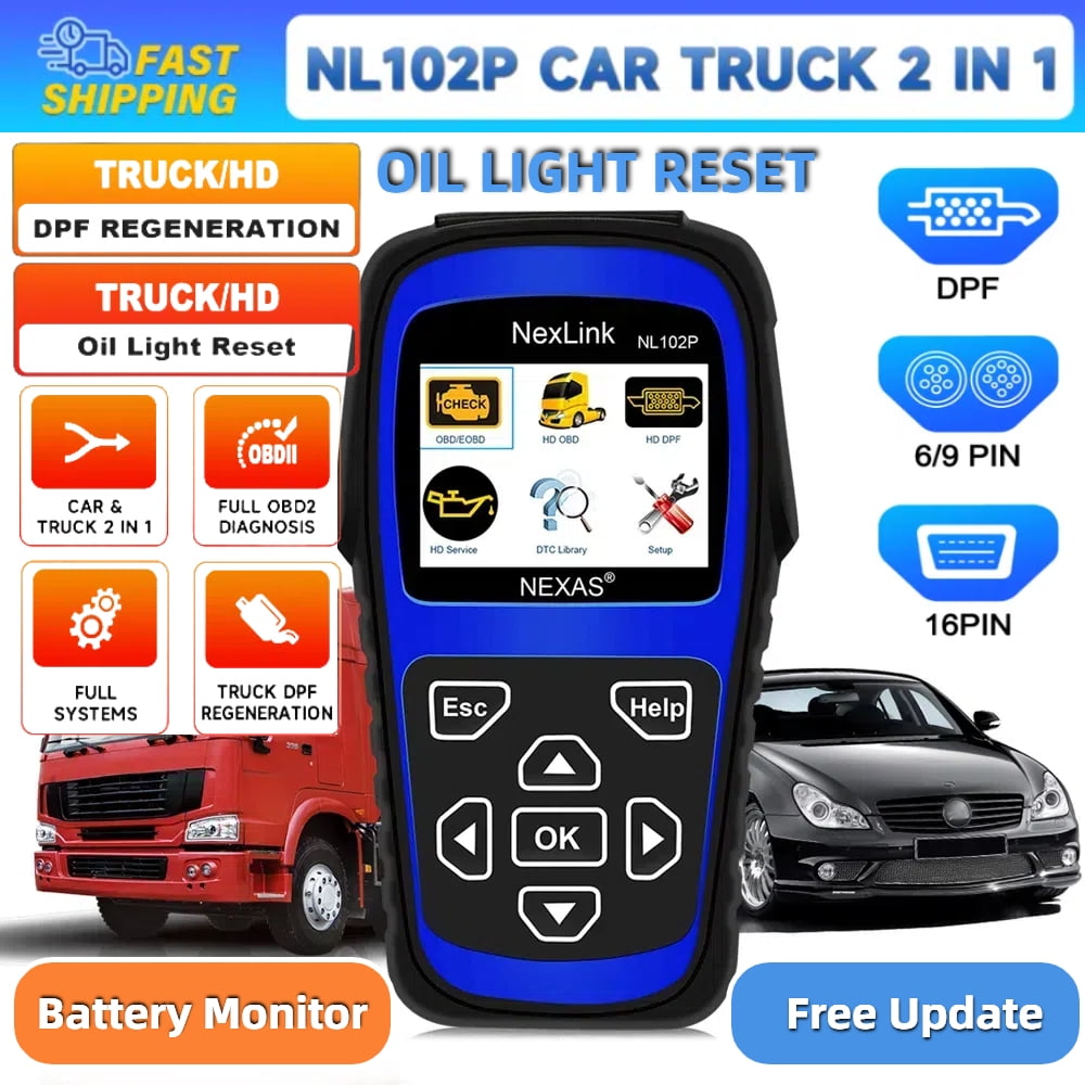 NEXAS Heavy Duty Truck Scanner, 2 In 1 Diagnostic Scan Tool OBD2 ...