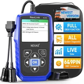 NEXAS Heavy Duty Truck Scanner Full System Diesel Truck Diagnostic Scan Tool, Code Reader Read & Clear Fault Codes for for 12V Car & 24V Truck, Lifetime Free Update