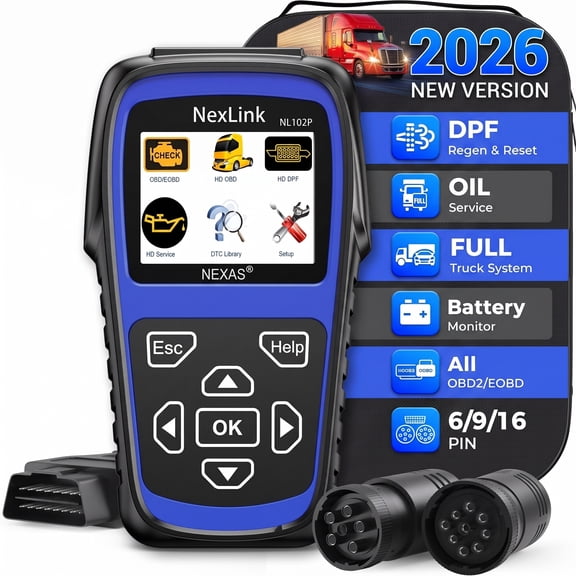 NEXAS Heavy Duty Truck Scanner Full System Diesel Truck Diagnostic Tool, DPF Regen, Oil Reset, HDOBD/EOBD 2 in 1 Code Reader