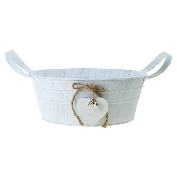 NEXAVKPR 1 Pack Small Galvanized Buckets Oval Metal Pails for Plants, Rustic Home Decor