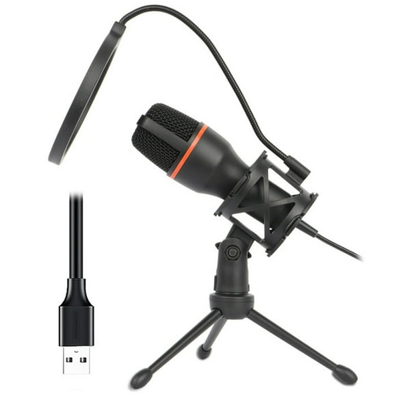 NEXAVKPR 1 Set USB Condenser Microphone Build-in LED Light Effect for Home Studio Gaming