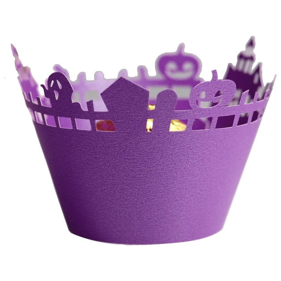 NEXAVKPR 100Pcs Cupcake Wrappers Hollow Out Castle Ghost Pumpkin Cake Liners