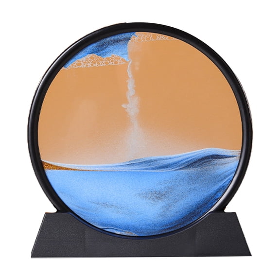 NEXAVKPR 10inch Moving Sand Art Picture 3D Sea Sandscape Motion Display Flowing Sand Frame Round Glass Hourglass Photo Gifts