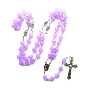 NEXAVKPR 10mm Prayer Beads Luminous Rosary Necklace Jesus Christ for Cross Pendant Necklaces Glow in Dark Religious Jewelry