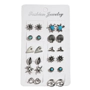 NEXAVKPR 12 Pairs Mixed for Turtle Starfish for Shell Stud Earrings Set Attractive Beach