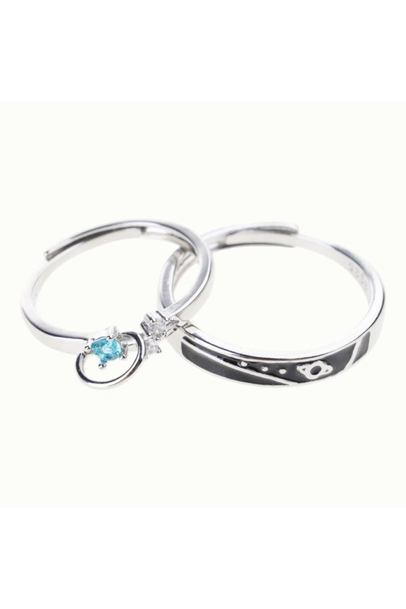 2 Pieces Creative for Saturn Planet & Stars Lover Ring Knuckle-Rings Universe Promise Ring for M