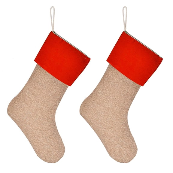 NEXAVKPR 2Pcs Burlap Christmas Stocking for Holiday Decoration Creative Socks Ornament