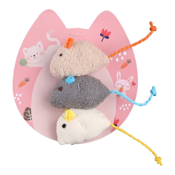 NEXAVKPR 3 Pack Plush Mouse Toy Cats Colored Play-Catch Rats for Indoor Kittens Cats