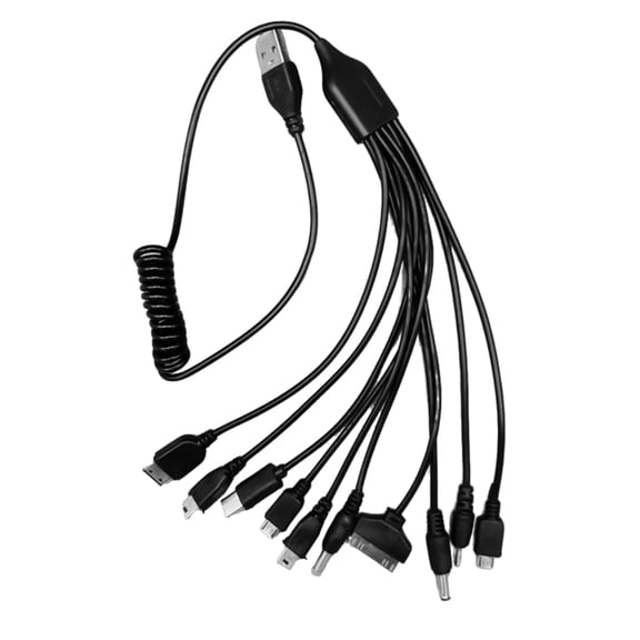 NEXAVKPR 54cm Long Spring Coiled USB Charging Cable Cord 10 Different Connectors Wire