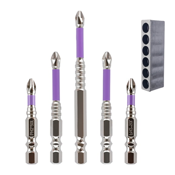 NEXAVKPR 6Pcs K5 Impact Antislip Screwdriver Bit 1/4inch Hex Shank Magnetic Tip Crossing Screwdriver Bit Set Impact Bit