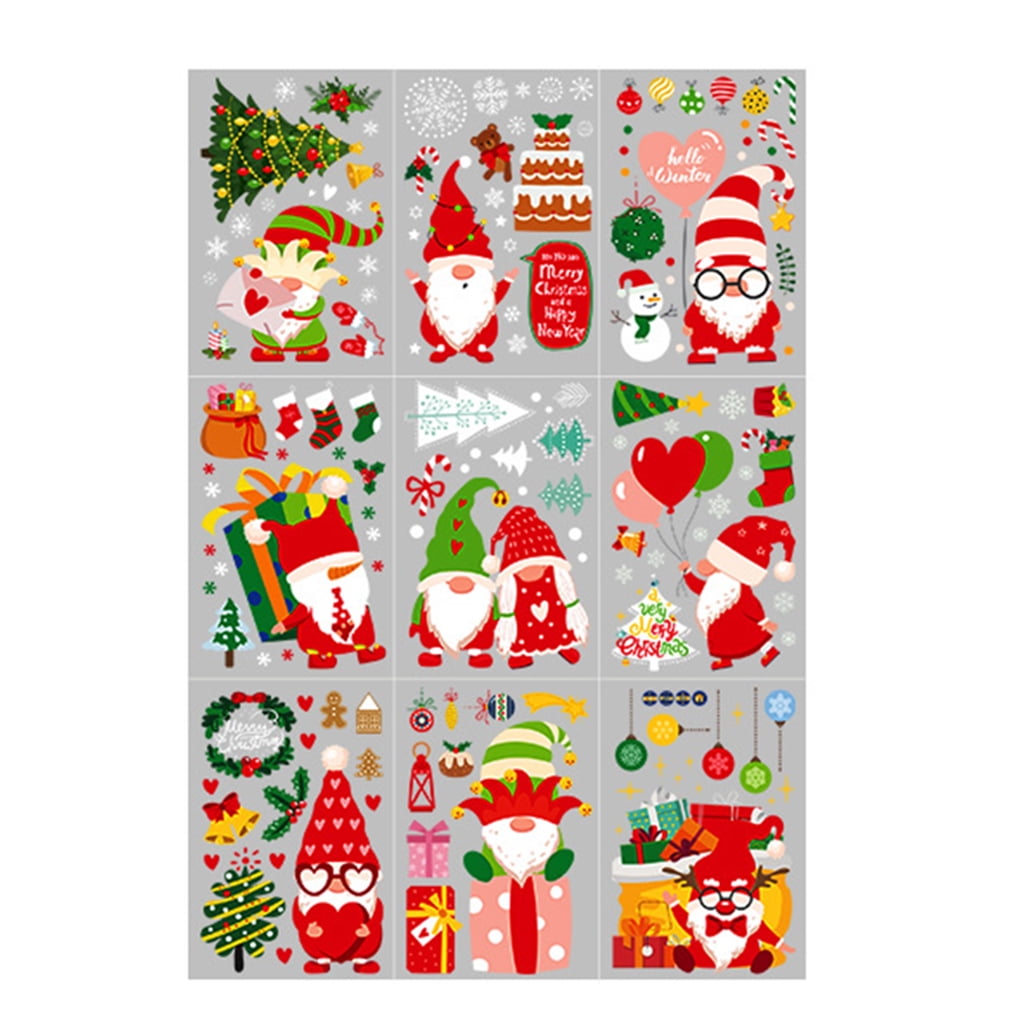 NEXAVKPR 9 Sheets Christmas Window Stickers Gnome Dwarf Faceless for ...