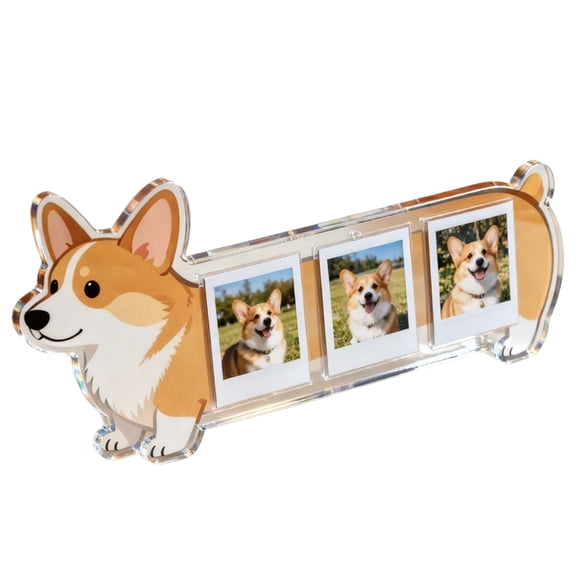 NEXAVKPR Acrylic Dog Picture Frame with 3 Sections Decorative Photo Stand For Desktop