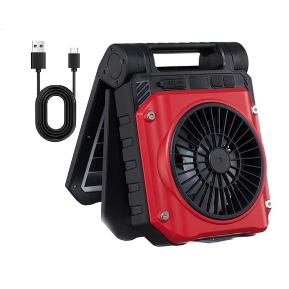 NEXAVKPR Adjustable Speed Camping Fan Having Bright LED Light Solar USB