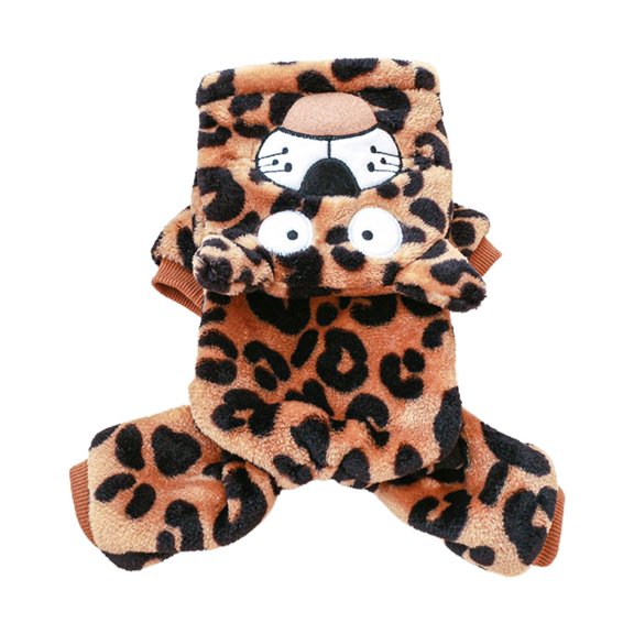 NEXAVKPR Adorable Cartoon Leopard Pet Costume Hoodie Warm Outfits Cloth
