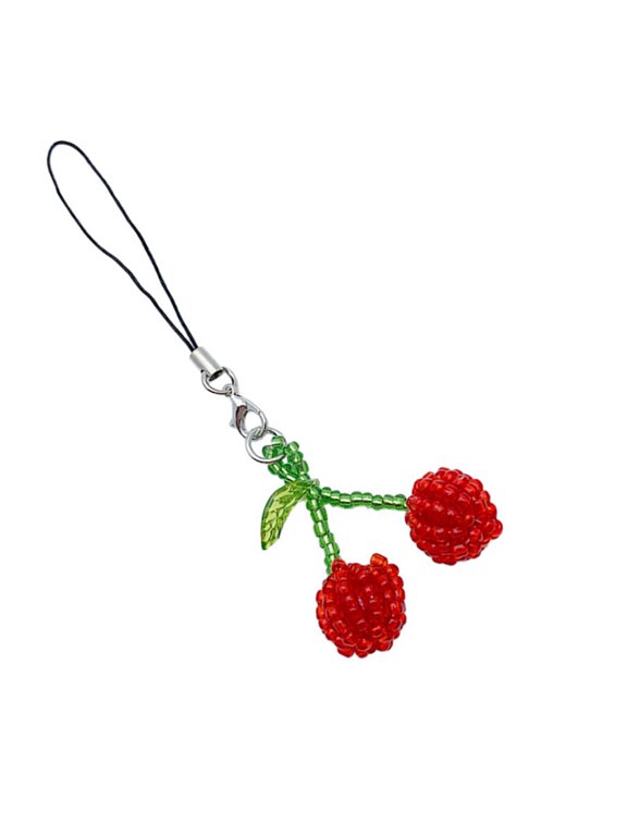 Adorable Cherry Keychain Charm Accessory Phone Anti-Lost Lanyard Versatile Keyring Charm Perfect Decoration for Women
