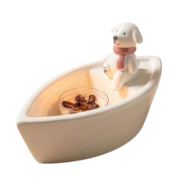 NEXAVKPR Adorable Ship Shape Tealight Stand Ceramic Candle Stand For Desktop Mantels