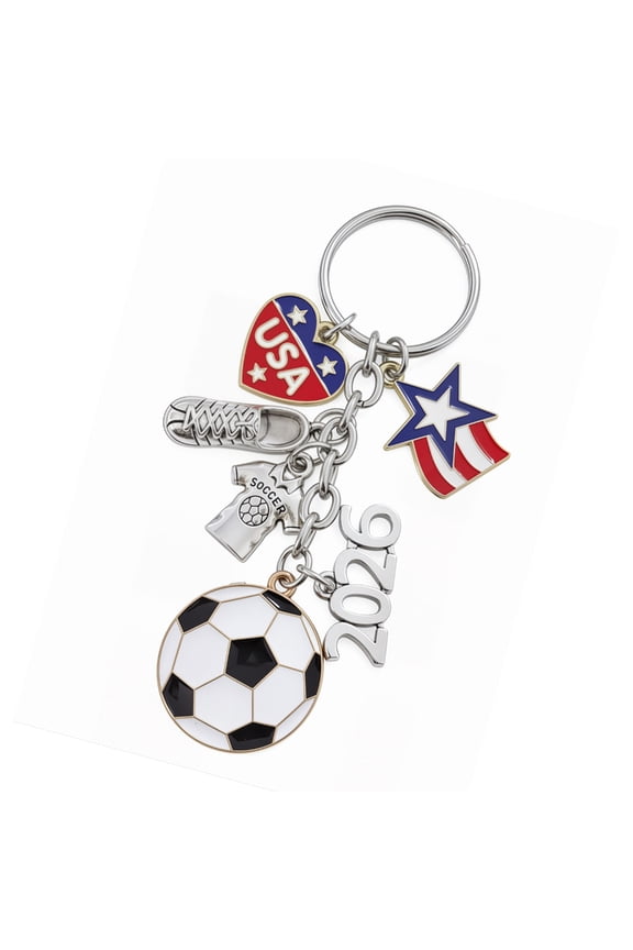 American Flag Heart Star Keychain For Football Fan 2026 Soccer Event Accessory