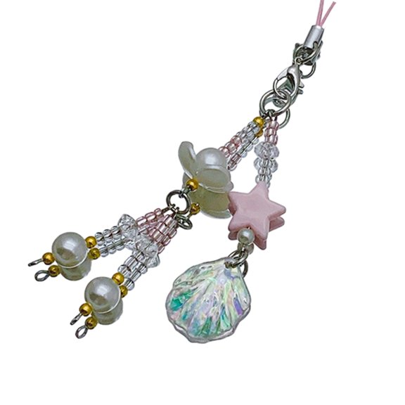 NEXAVKPR Beaded Cellphone Strap Long Tassels Phone Chain Chic Lasers Shells Phone String