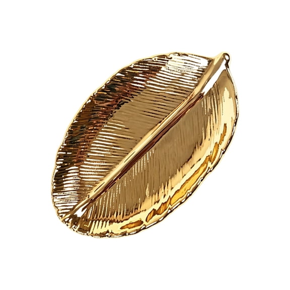 NEXAVKPR Beautiful Ceramic Golden Leaf Plate Great For Jewelry Storage And Decoration