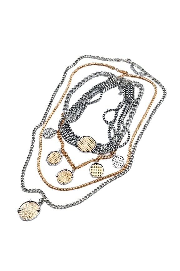 Bold Statement Stackable Chains Necklaces Punk Edge Bohemian Jewelry 4 Pieces Adjustable Unique Clavicle Chaiin