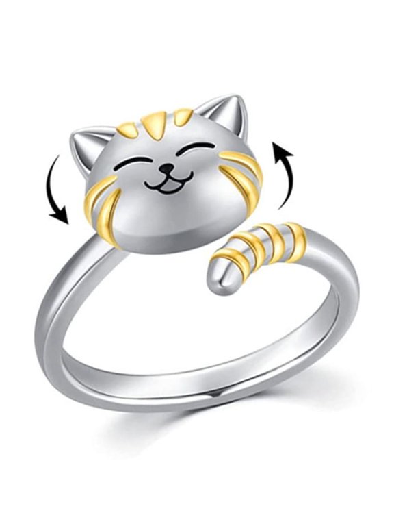 Cat Finger Rings Open Rings Alloy Material Jewelry Gift for Women Girlfriends