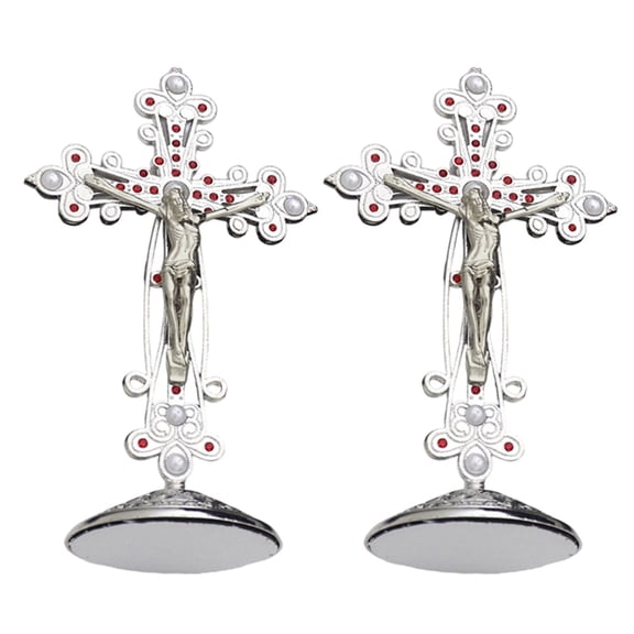 NEXAVKPR Catholic Crucifix with Base Standing Crosses for Home Office Church Decors
