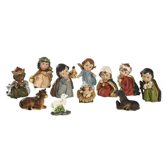 NEXAVKPR Christmas Cartoon Manger Set Nativity Figurines Crib Religious Gift Home Decor