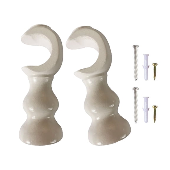 NEXAVKPR Classical Wood Curtain Bracket Pair Round Base Support Pair for 28mm Window Rod