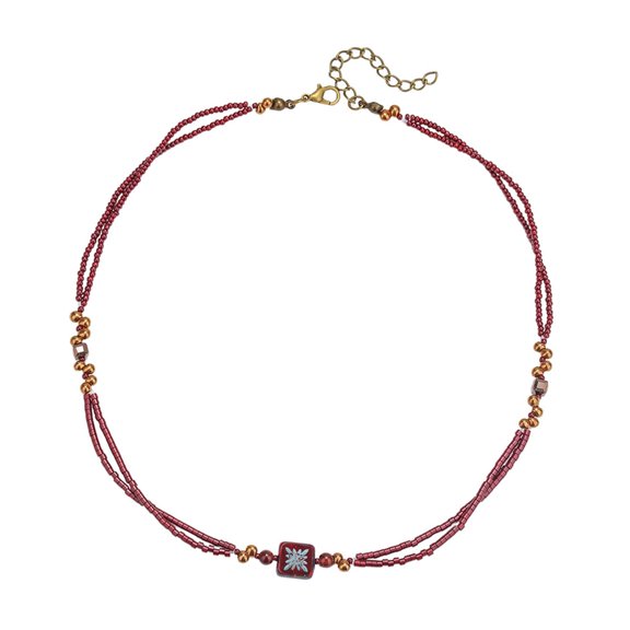 NEXAVKPR Classy Two Tone Beaded Necklace With Geometric Pendant For Everyday Elegances