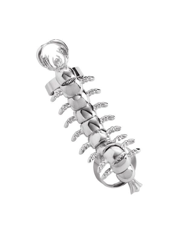 Creative Inspired Ring Flexible Centipede Design With Movable Segments Edgy Finger Ring For Gothic Punk Outfits