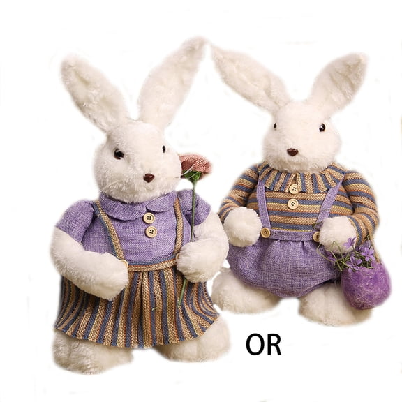 NEXAVKPR Cute Wool Bunny Rabbit for Doll Figurines Stuffed Easter Decorations Holiday Home Party Ornaments