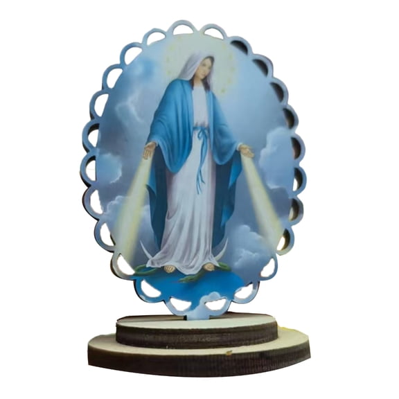 NEXAVKPR Decorative Marys Figurine Wood Oval Standing Icons for Car Home Decoration