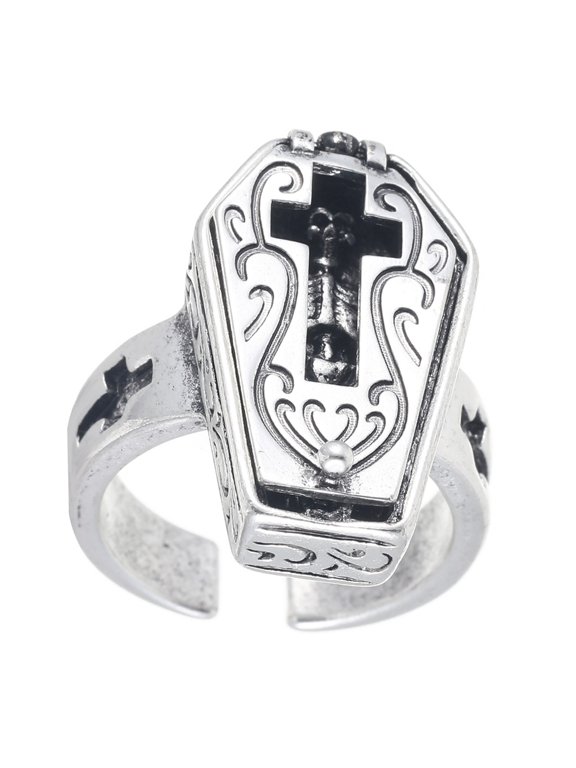 Delicate Alloy Coffin Rings Jewelry Charm For Gothic Culture Enthusiasts
