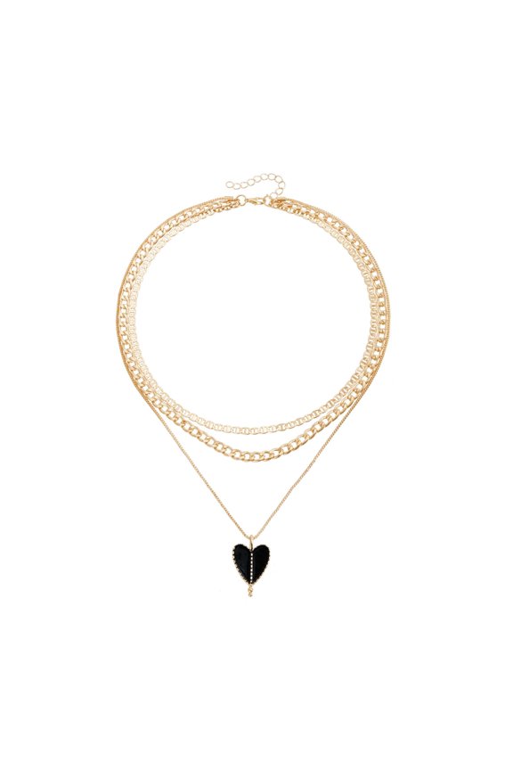 Drip Glaze Heart Necklace Versatile Layering Chain Adjustable Fashion Jewelry