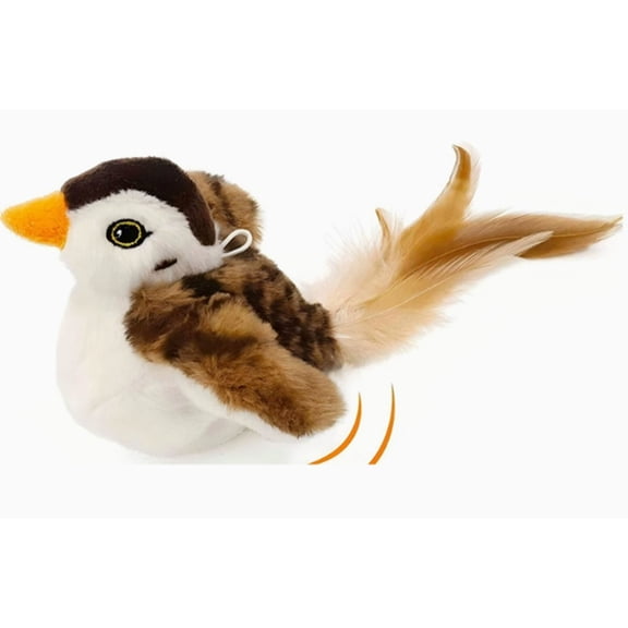 NEXAVKPR Electric Flapping Bird Plush Toy Cats with Chirping Sound to Stimulate Interactively Play and Exercise