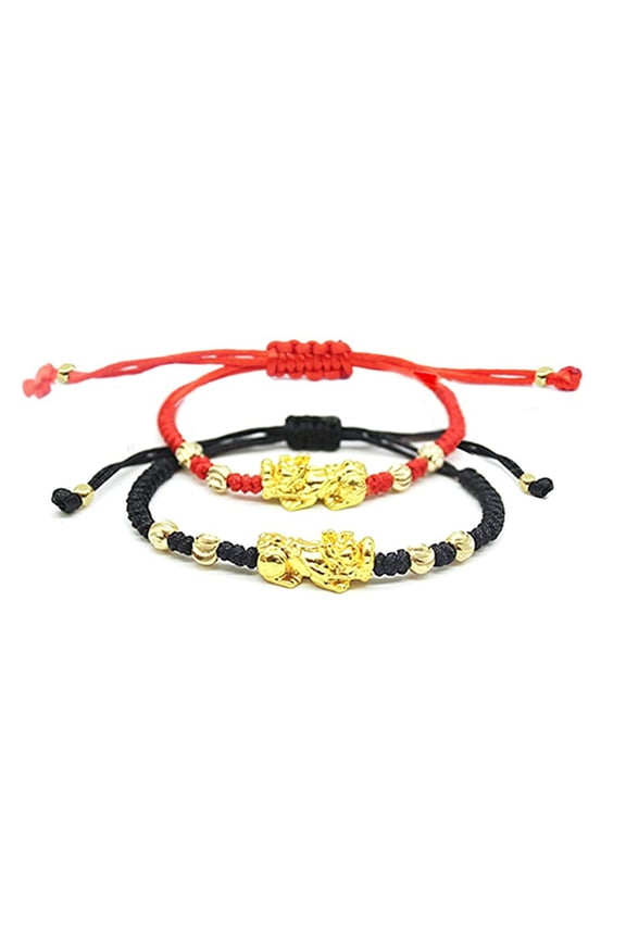 Feng Shui Pixiu Braided Bracelet Set Adjustable Handmade Amulet Dragon Good Luck Beads Charm Rope Bracelet for Unisex