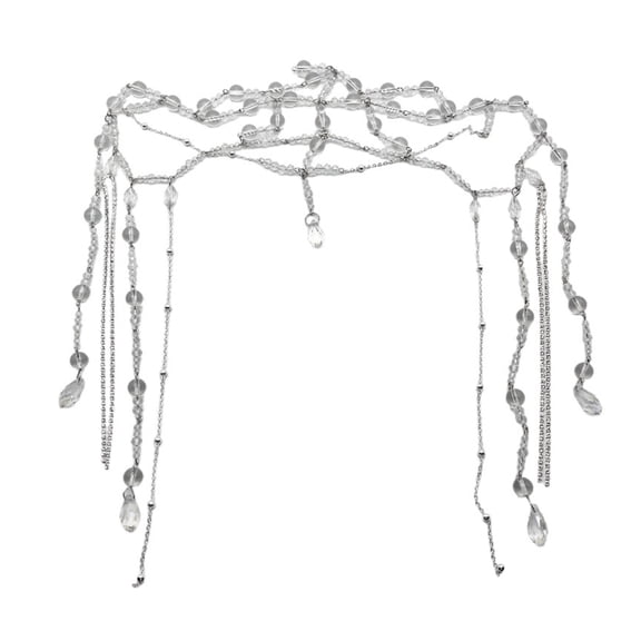 NEXAVKPR Forehead Headpiece Crystal Bead Head Chain Layerd Hair Jewlery Christmas Prom Tassel Hair Jewelry Fairy Women Girls Teen