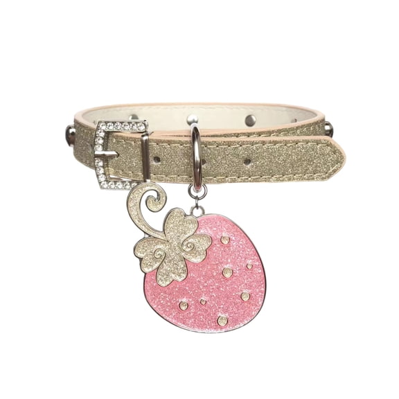 NEXAVKPR Glossy Strawberry Pattern Necklace Adorned Metallic Stones For Edgy Chic Outfits