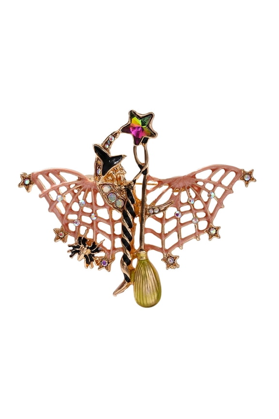 Gothic Bat Pin Alloy Crystal Embellished Jewelry Party Theme Accessory