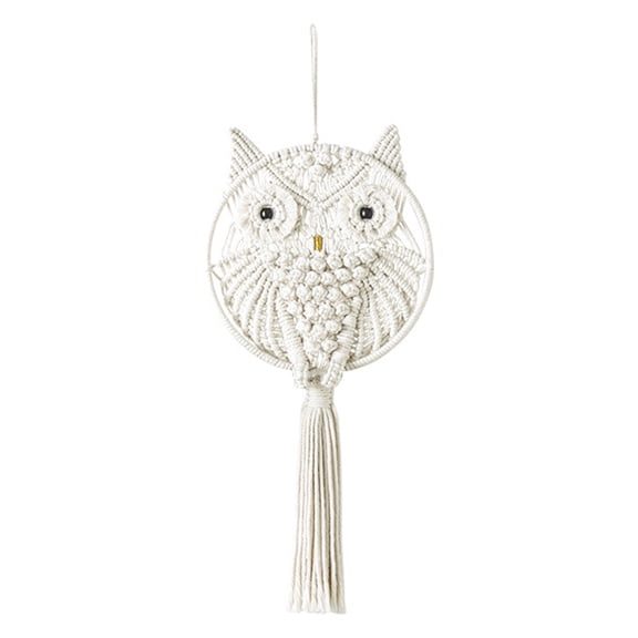 NEXAVKPR Hand-woven Macrame Tapestry Owl Dream Catcher Pendant Home Wall Hanging Decor