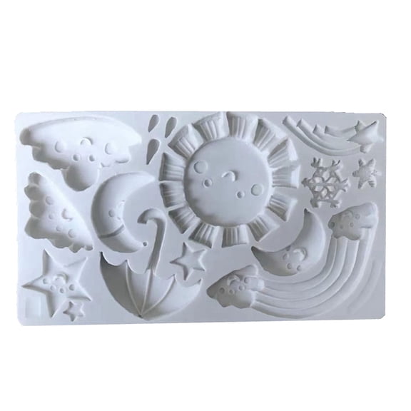 NEXAVKPR Handmade Silicone Fondant Mold Silicone Mold Sun Stars Clouds Rainbow Sugar Craft Paste Mold DIY Candle Resin Crafts