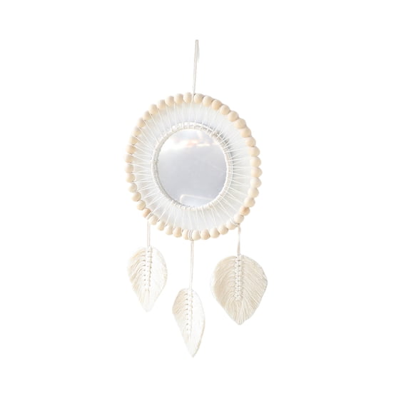 NEXAVKPR Home Decor Macrame Mirror Handmade Tapestry Makeup Mirror Compact Weave Decoration Home Bedroom Decorative Mirrors