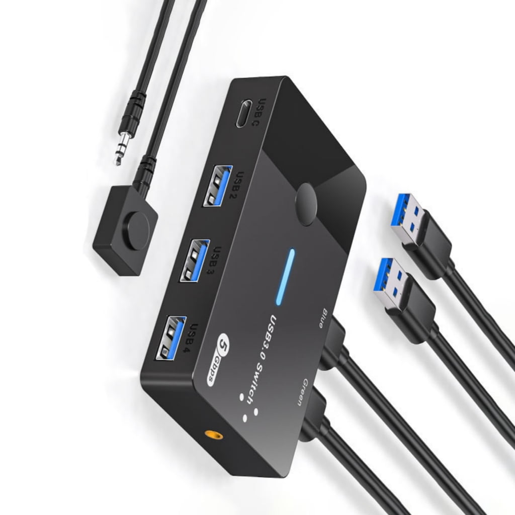 NEXAVKPR KVM Switcher for 2 Computers USB3.0 KVM Switcher 2 in 4 Out USB3.0 for Mouse