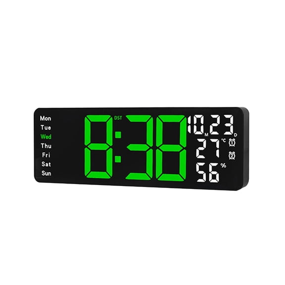 NEXAVKPR Large Screen LED Wall Clock with Remote Control Auto Brightness and Multifunctional Display for Bedroom or Study Decors