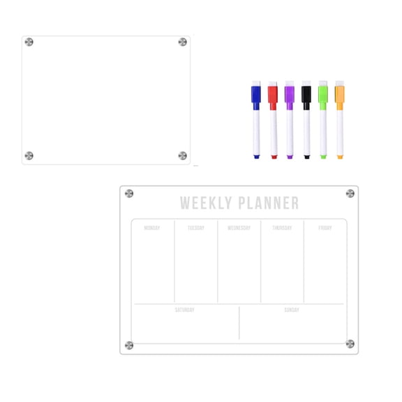 NEXAVKPR Magnetic Weekly Calendar for Fridge, 2Pcs Acrylic Magnet Erase Board,Week Planner Board Clear Whiteboard Calendar