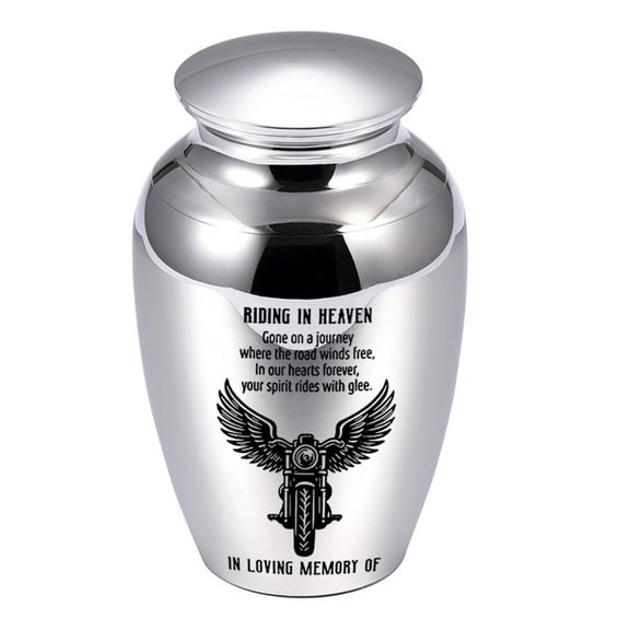 NEXAVKPR Memorial Tributes Small Urn Aluminum Motorbike Riding in Heaven Ashes Container