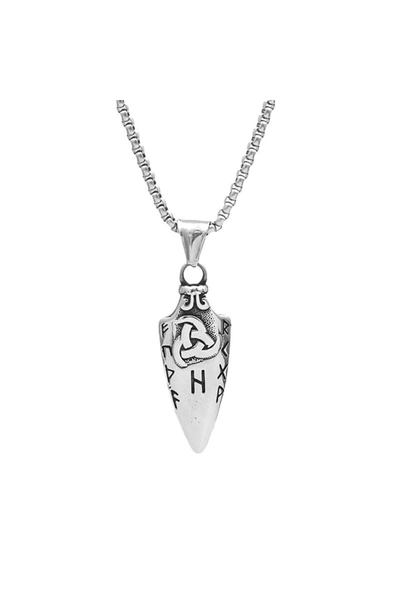 Men's Stainless Steel Necklace Gungnir Spearhead Pendant Neck Chain Jewelry Gift with Runes Punk