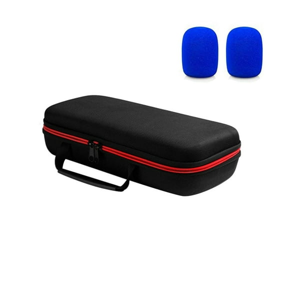 NEXAVKPR Microphone Case Storage Box Double Handheld Mic Travel Box with Windscreen for Karaoke Singing Party Accessory