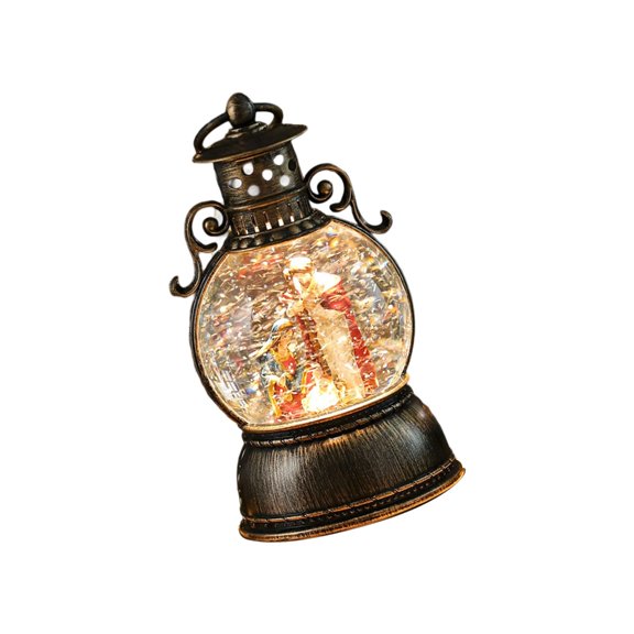 NEXAVKPR Musical Snowfalls Glowing Santa Resin Ornament Dynamic Snowflakes Christmas Decoration